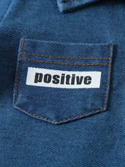 Boys Short Sleeve Shirt & Shorts Denim 2pcs POSITIVE Print Casual Kids Summer