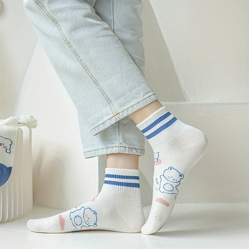 2 Pairs Kids Cartoon Animal Crew Socks for Autumn Winter