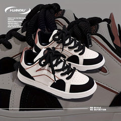 HUANQIU Women's Low Platform Sporty Skate Shoes Breathable Lace-up Sneakers