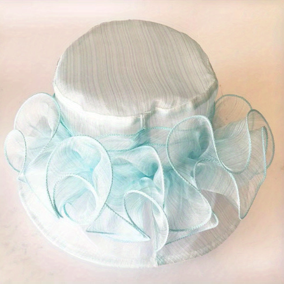 Mesh Flower Organza Sun Hat Breathable Bucket Hat Lightweight Derby Hat