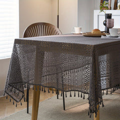 Bohemian Gray Lace Tablecloth for Parties and Home Decor