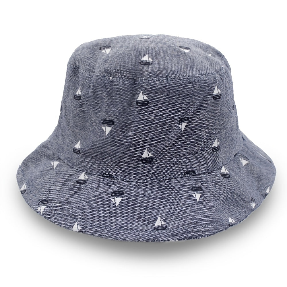 Kids Denim Casual Print Basin Hat Wide Brim Sunscreen Fisherman Hat