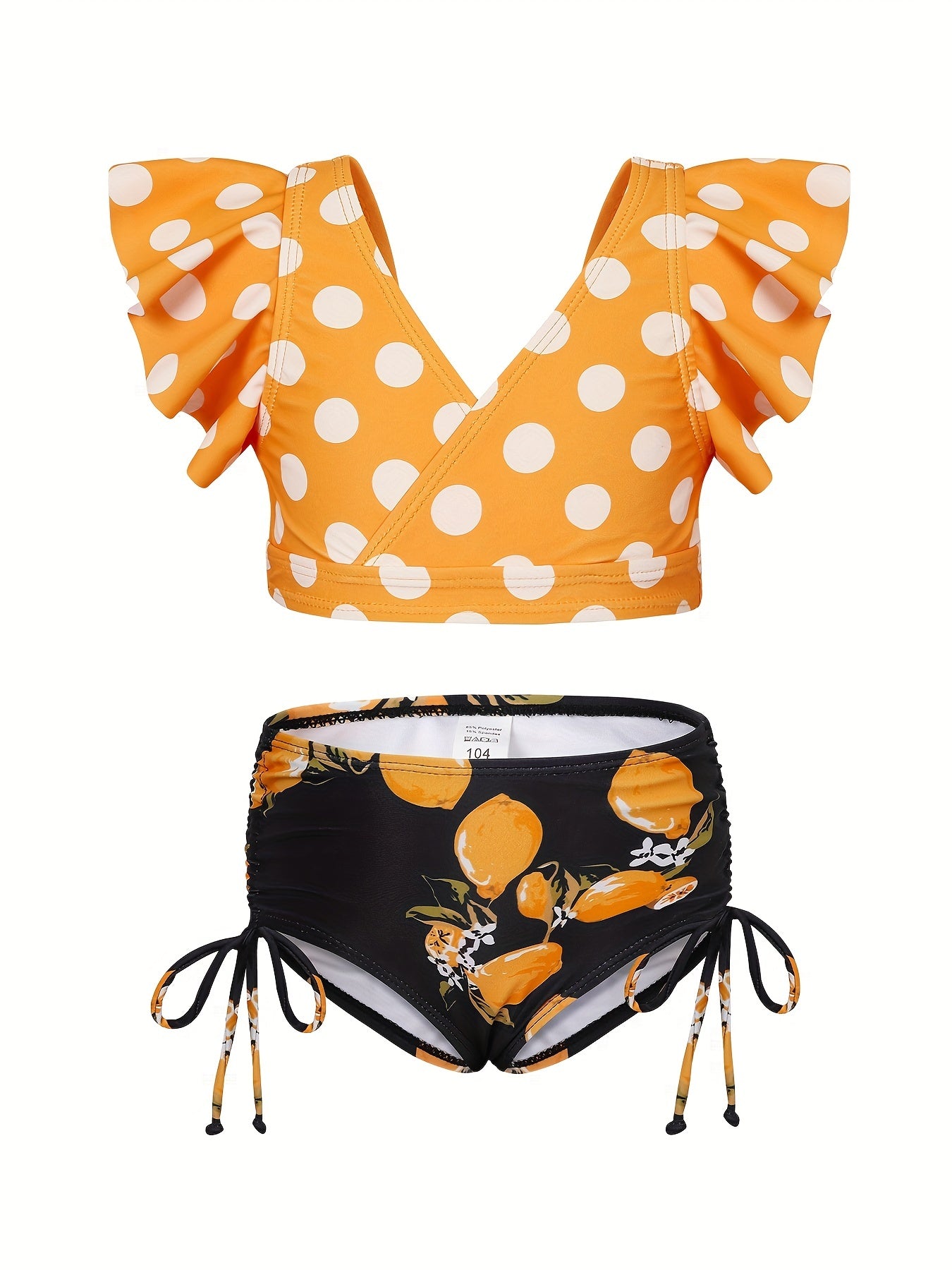 Toddler Girls Bikini Tankini Swimsuit Ruffle Trim Top & Shorts Set