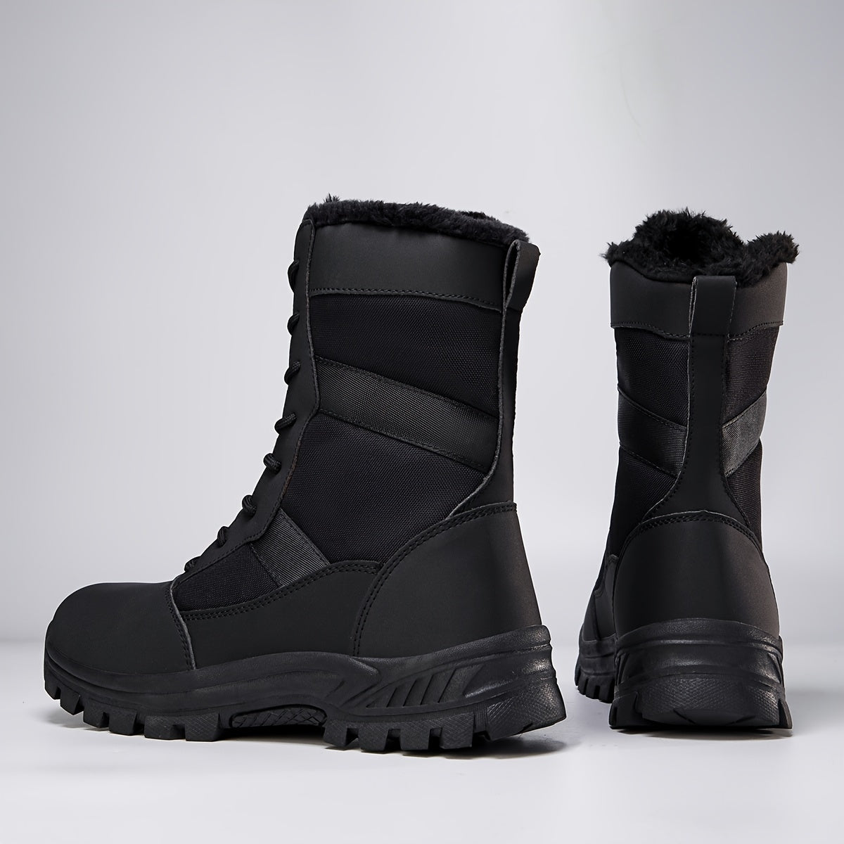 Men's Plush Lined Military Style High Top Boots