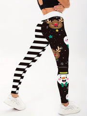 Christmas Print High Waist Yoga Leggings - Quick Drying