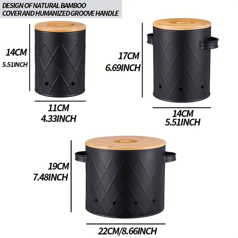 3pcs Set Metal Food Storage Container for Potatoes Onions Bread Coffee Beans