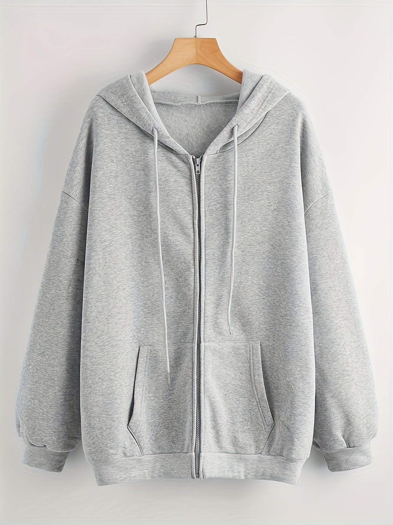Casual Sports Fleece Sweatshirt Solid Zipper Up Hoodie