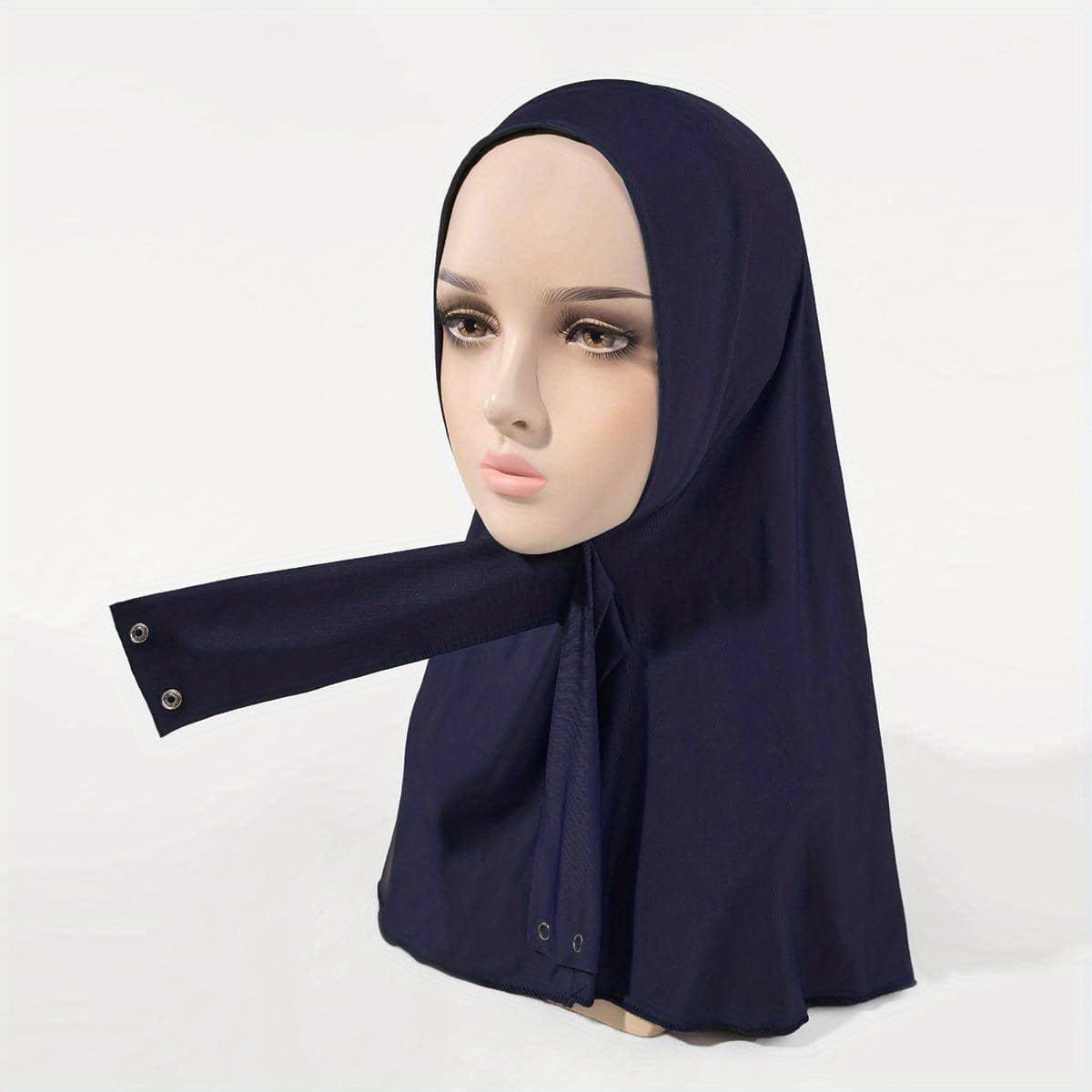 Elastic Hijab Hooded Tie Buckle Headscarf Solid Ramadan Head Wrap