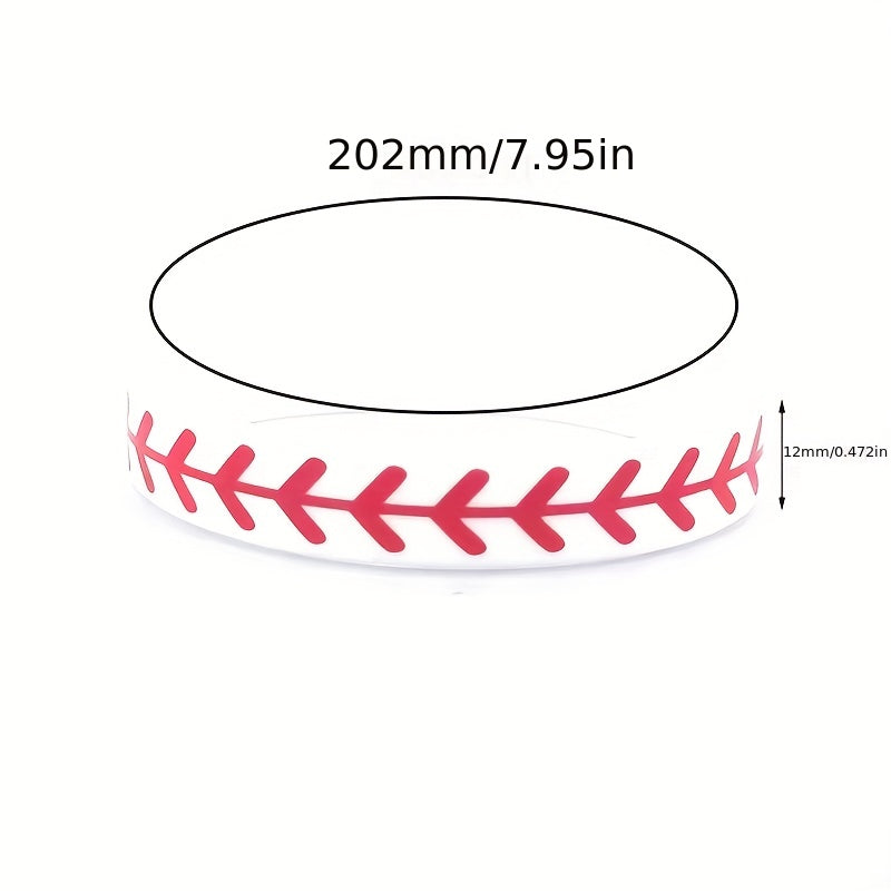 3 Pcs Softball Pattern Silicone Bracelet Sporty Style Rubber Wristband