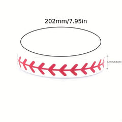 3 Pcs Softball Pattern Silicone Bracelet Sporty Style Rubber Wristband