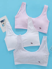 3pcs Girls Training Bra No Steel Ring Stretchy Sports Bralette Sleeveless