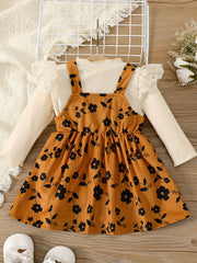 Baby Girls Ruffled Top & Corduroy Dress Set