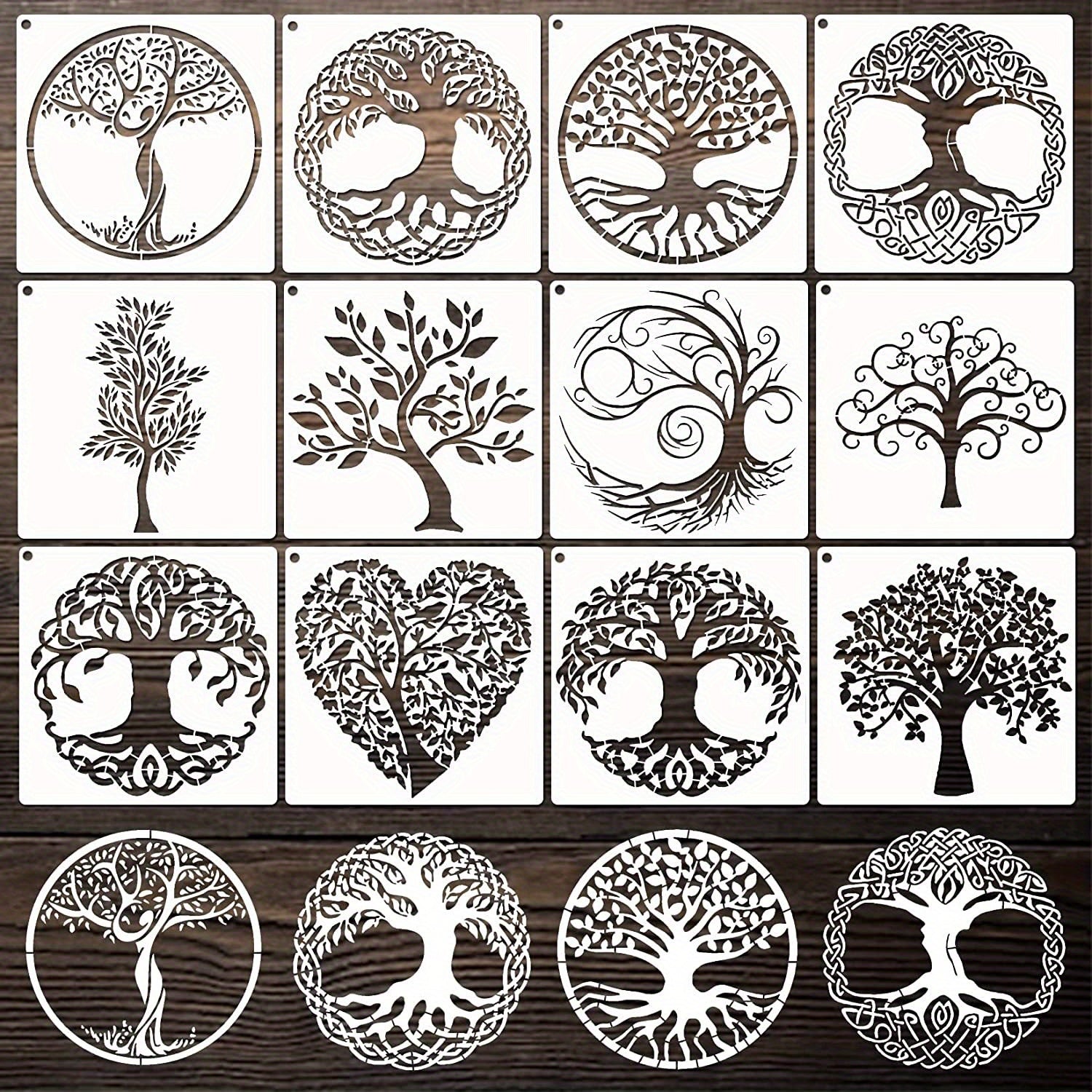 12pcs Tree Stencils Tree Of Life Stencil For Painting On Wood Airbrush