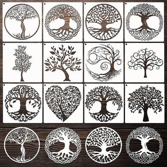 12pcs Tree Stencils Tree Of Life Stencil For Painting On Wood Airbrush