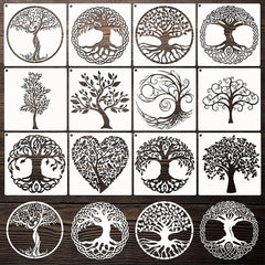 12pcs Tree Stencils Tree Of Life Stencil For Painting On Wood Airbrush