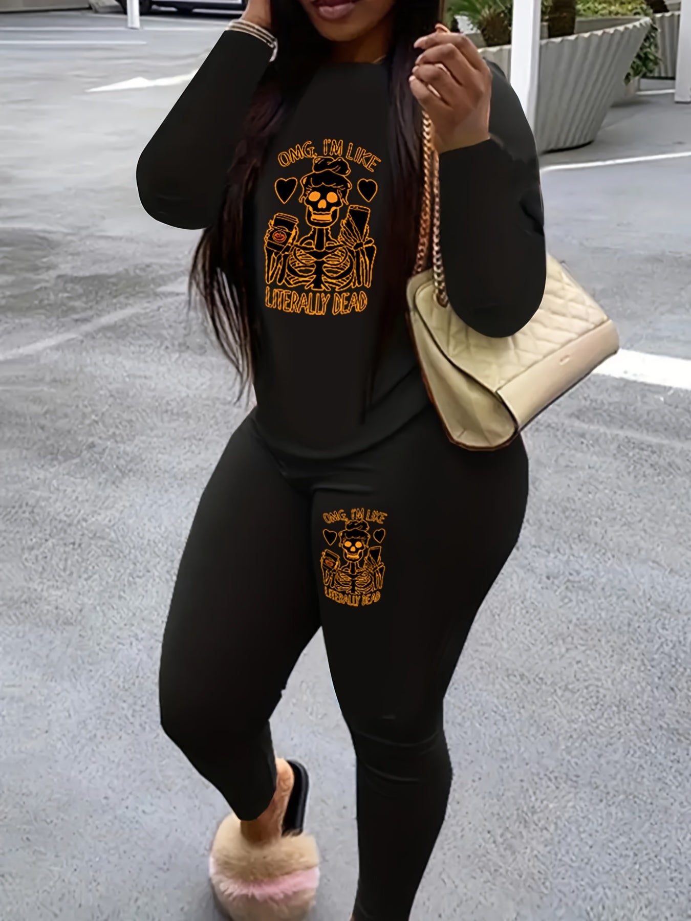 Halloween 2pcs Set Graphic Print Tee & Leggings