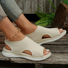 Women's Peep Toe Elastic Knit Sandals - Summer Outdoor Footwear