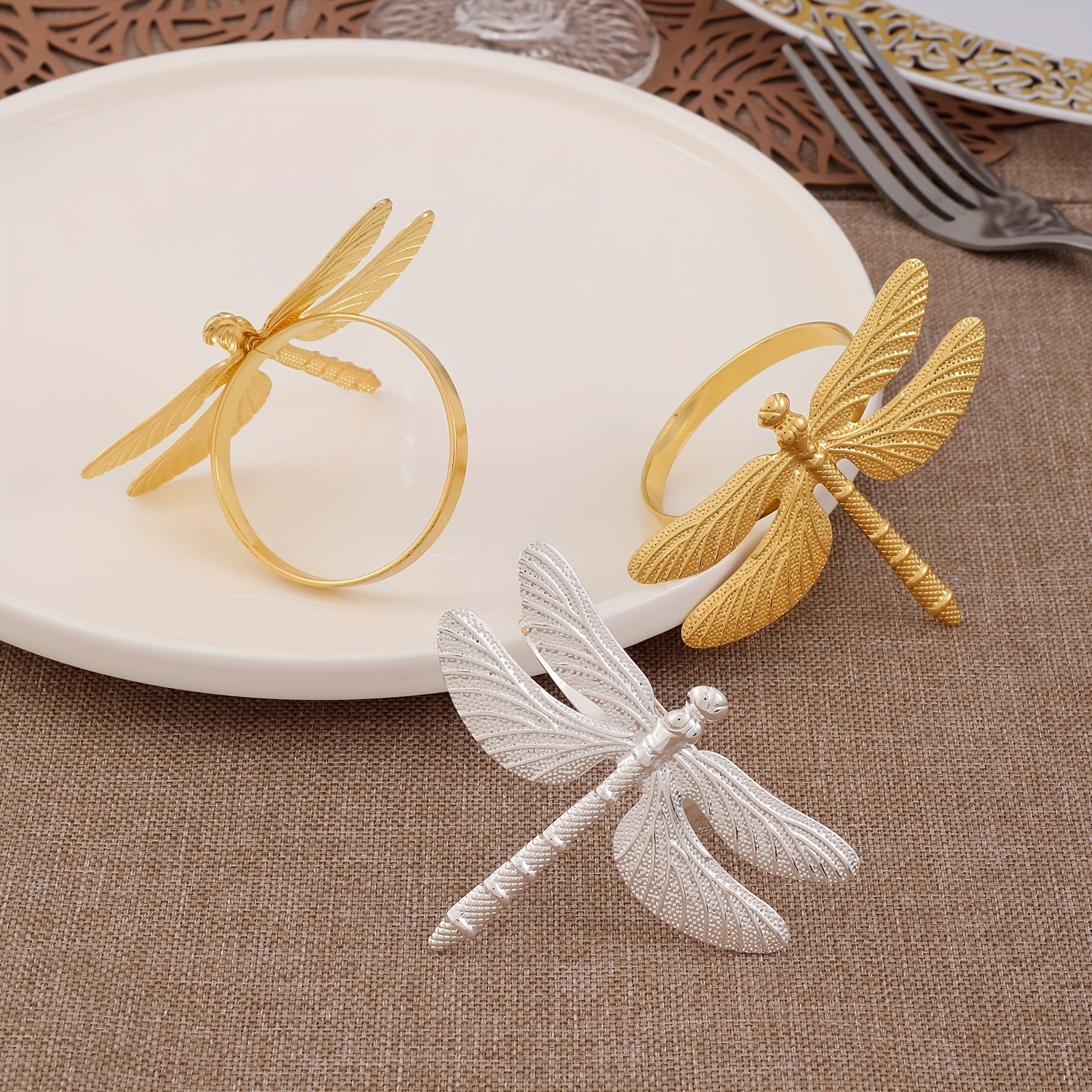 6pcs Modern Dragonfly Napkin Rings for Table Decoration