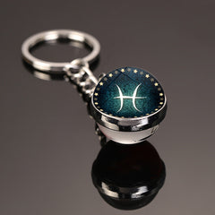 12 Constellation Crystal Glass Alloy Key Chain Delicate Gift
