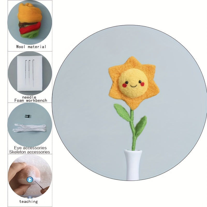Sunflower Wool Felt Poking Diy Material Bag Needle Felting Gift