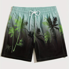 Palm Trees Gradient Print Quick dry Men's Swim Trunks