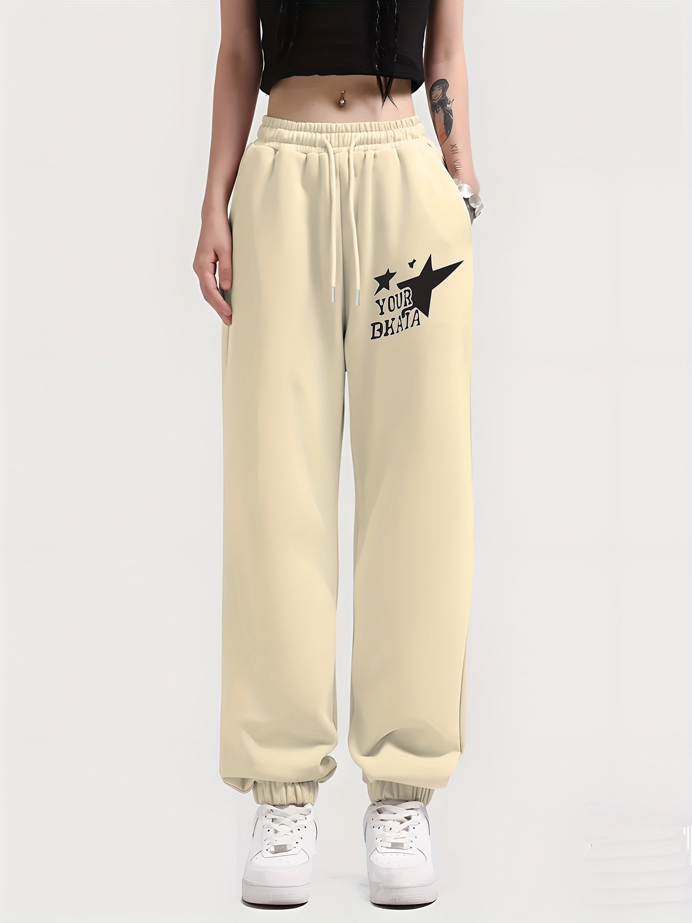 Women's Personality Print Sweatpants Casual Drawstring Sports Pants