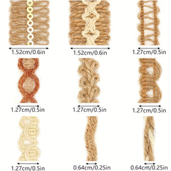 9pcs Jute Ribbons Lace Craft Ribbon 18 Meters For Crafts Wraping Party Holiday