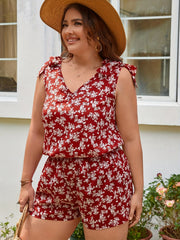 Floral Print Top & Shorts Set Women's Boho Outfit