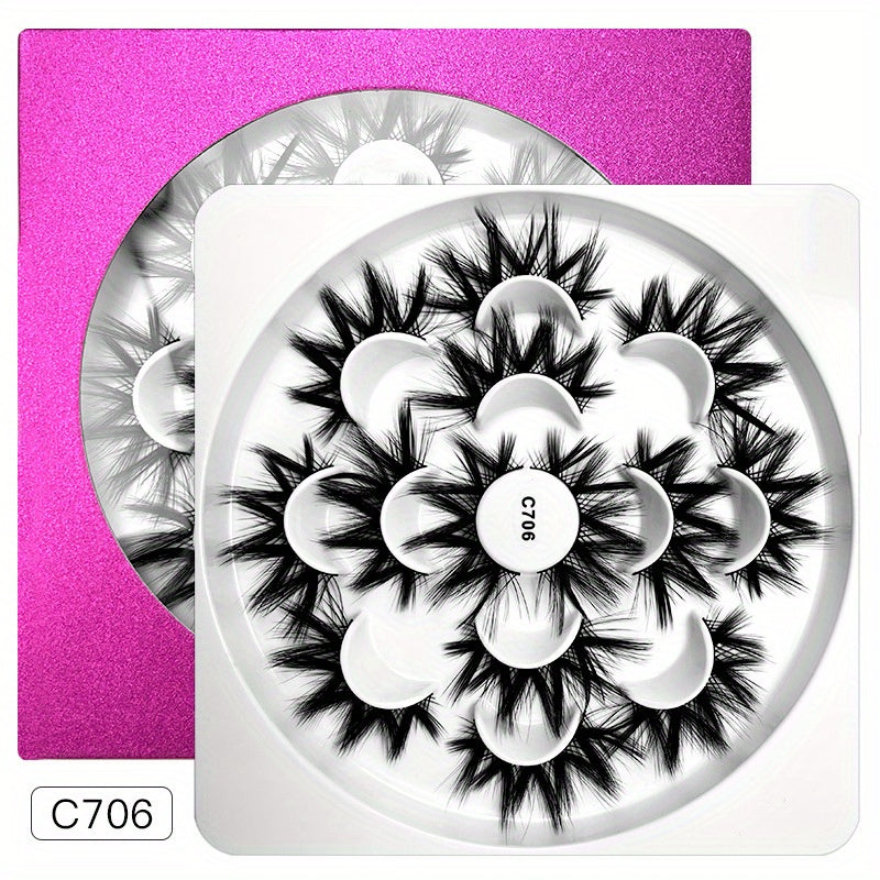 Fluffy 8D Faux Mink Lashes Natural Wispy Curly False Eyelashes
