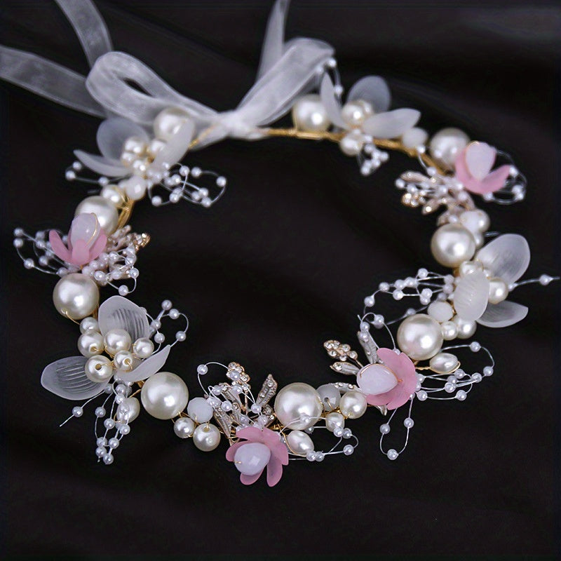 Flower Faux Pearl Headband Hair Accessories for Wedding Party