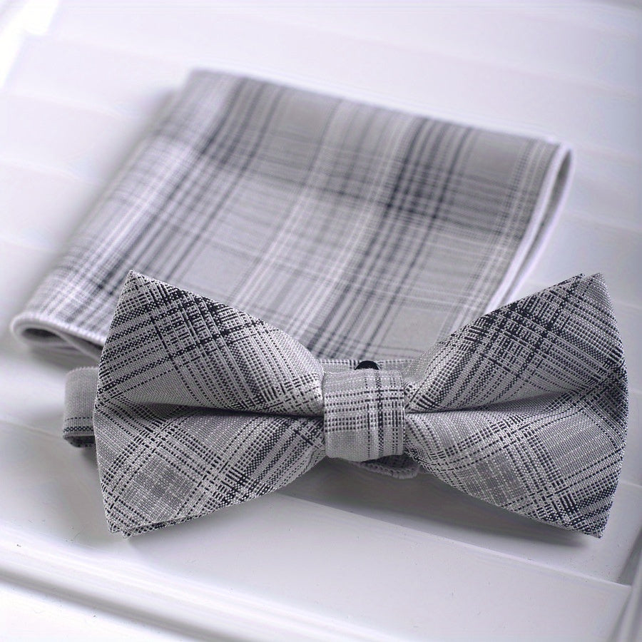 Men's Bow Tie and Square Scarf Combo for Formal Dress