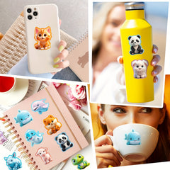 100pcs 3D Animal Cartoon Plush Toy Stickers for Adults Teens