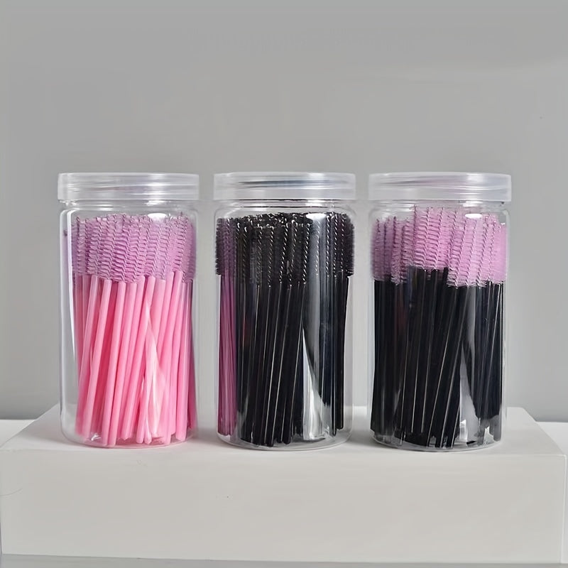 100Pcs Mascara Wands Eyebrow Spoolies Brush With Container
