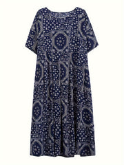 Paisley Print Short Sleeve Maxi Dress