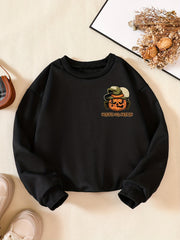 Boys Sweatshirt TRICK OR TREAT Pumpkin Print Halloween Style