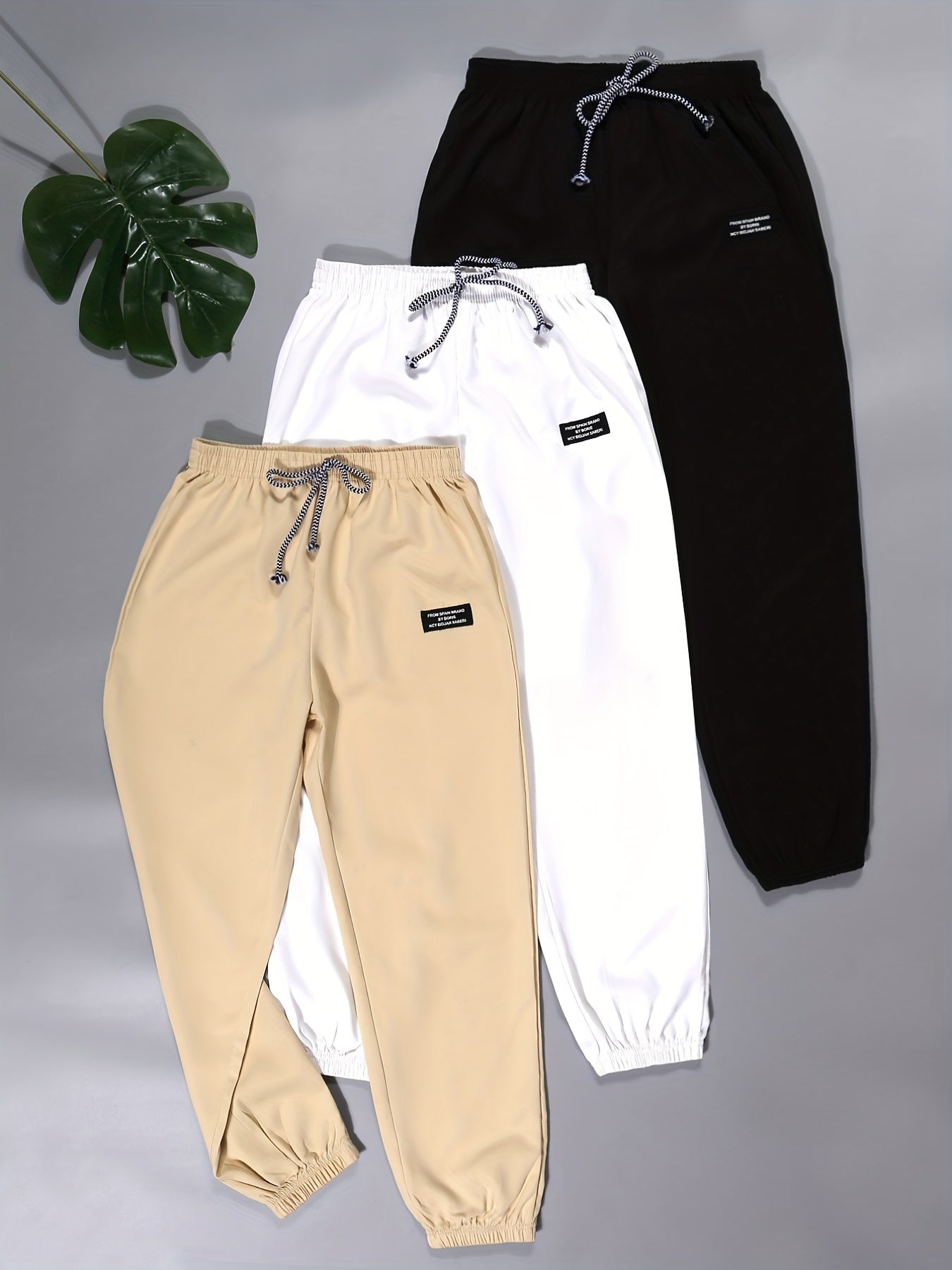 3pcs Letter Print Boys Active Sweatpants Comfortable Jogger Sports Pants
