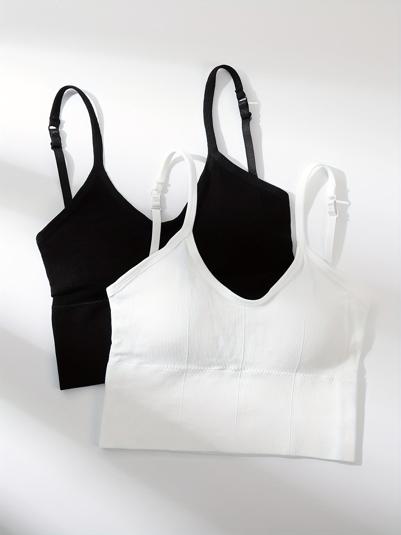 2pcs Solid Comfy Cami Tops Women's Crop Top Lingerie