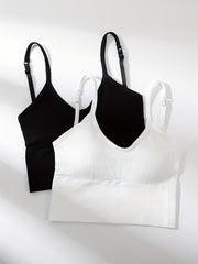 2pcs Solid Comfy Cami Tops Women's Crop Top Lingerie