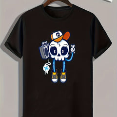 Skull Print Men's Graphic T-shirt Casual Comfy Tee
