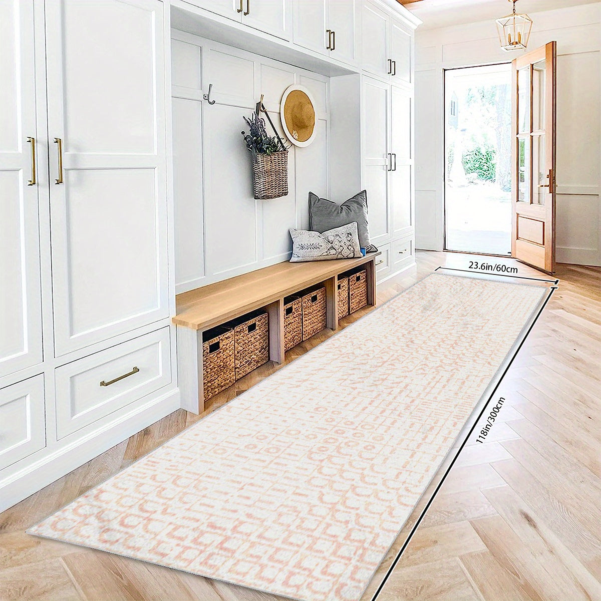 Boho Runner Rug for Laundry Room Area Soft Non Slip Washable Stair Carpet Runner