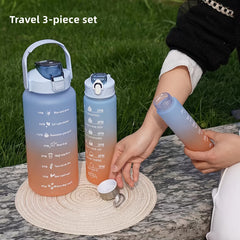 3pc High Temp Plastic Water Bottle Set 280 750 2000ml Gradient Portable Outdoor