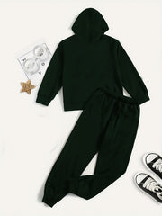 Boy's Hoodie & Sweatpants Set KING Print Top Casual Outfits Kids Clothes