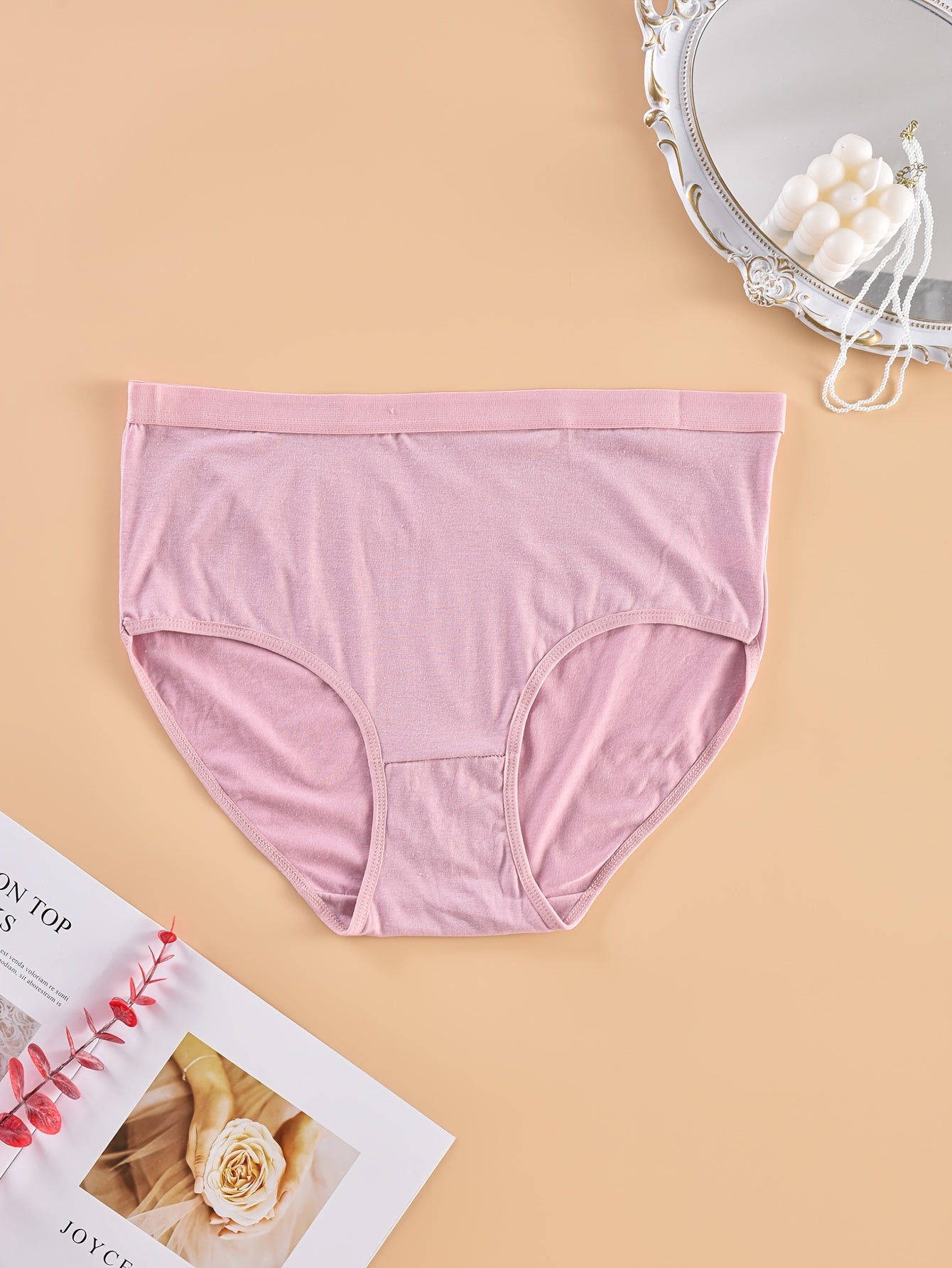3 Pack Plus Size Panties Set Women's Plus Solid High Waisted Briefs