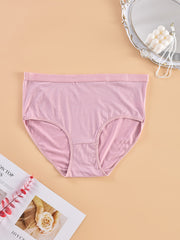 3 Pack Plus Size Panties Set Women's Plus Solid High Waisted Briefs