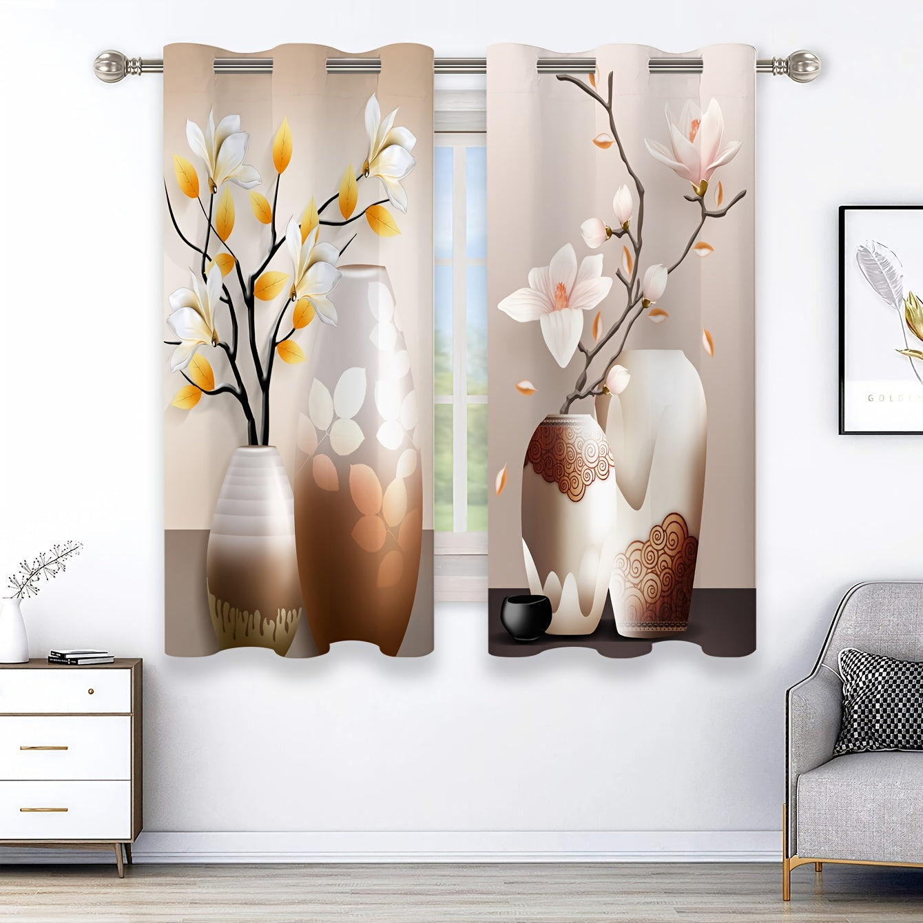 Floral Print Curtain Window Curtain for Home Decoration