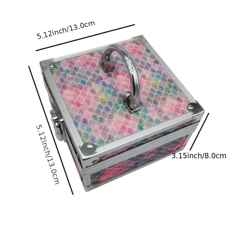 Travel Jewelry Box Aluminum Cosmetic Storage Box Makeup Organizer with Mirror