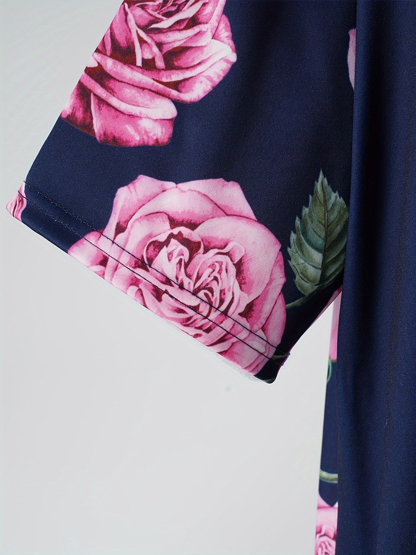 Women's Plus Colorblock Floral Print Short Sleeve Knee Length Dress