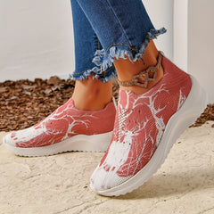 Christmas Women's Reindeer Pattern Soft Sole Sports Shoes