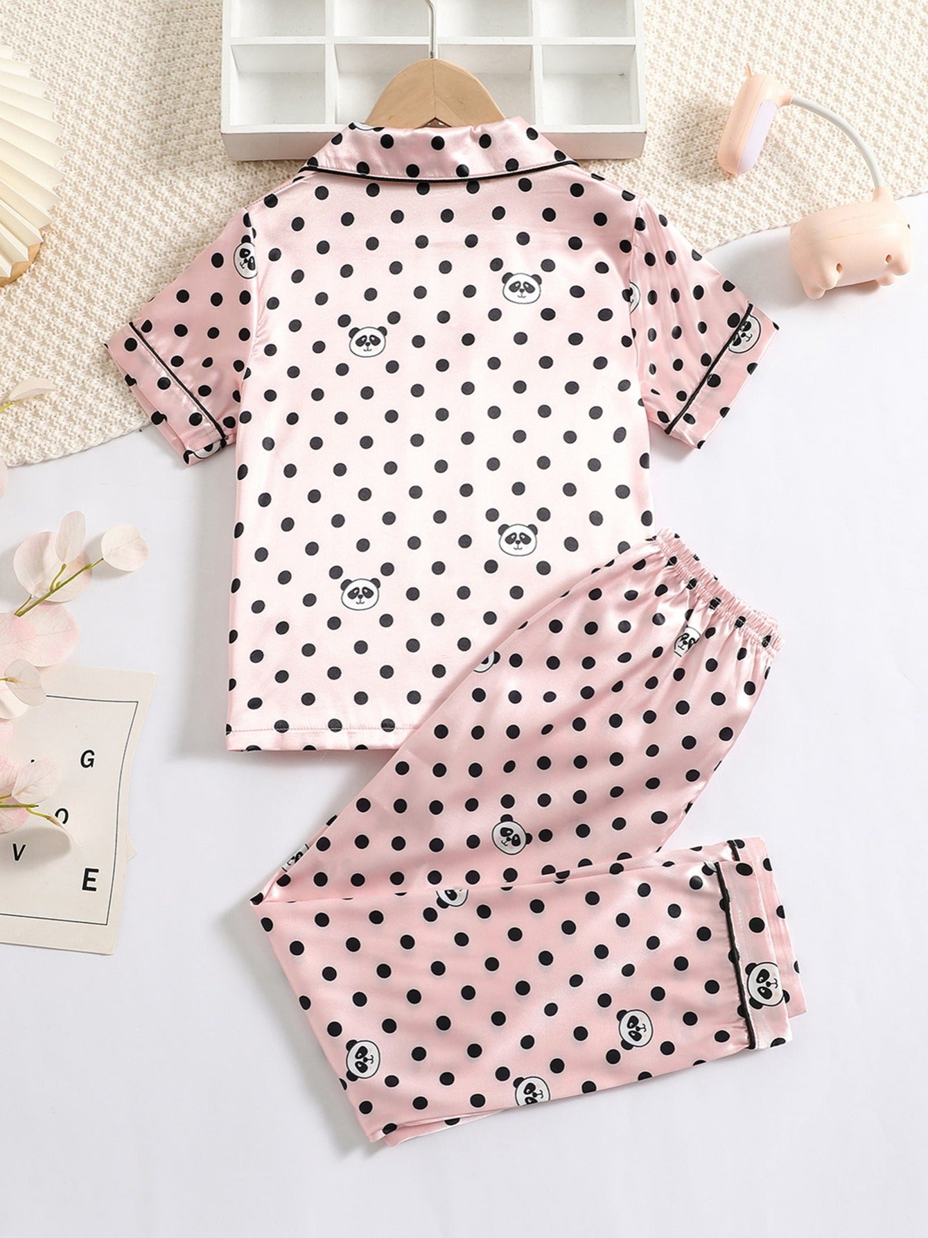 Girls Panda Print Pajama Set