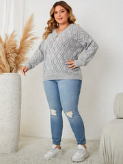V Neck Solid Knit Long Sleeve Sweater